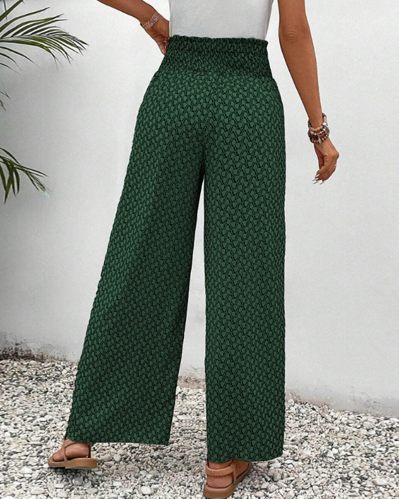 Stijlvolle Luchtige Broek Met Print En Wijde Pijpen