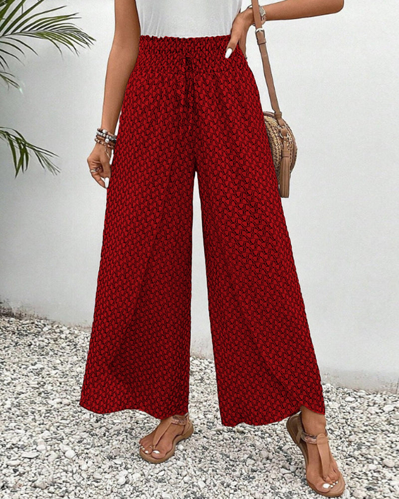 Stijlvolle Luchtige Broek Met Print En Wijde Pijpen