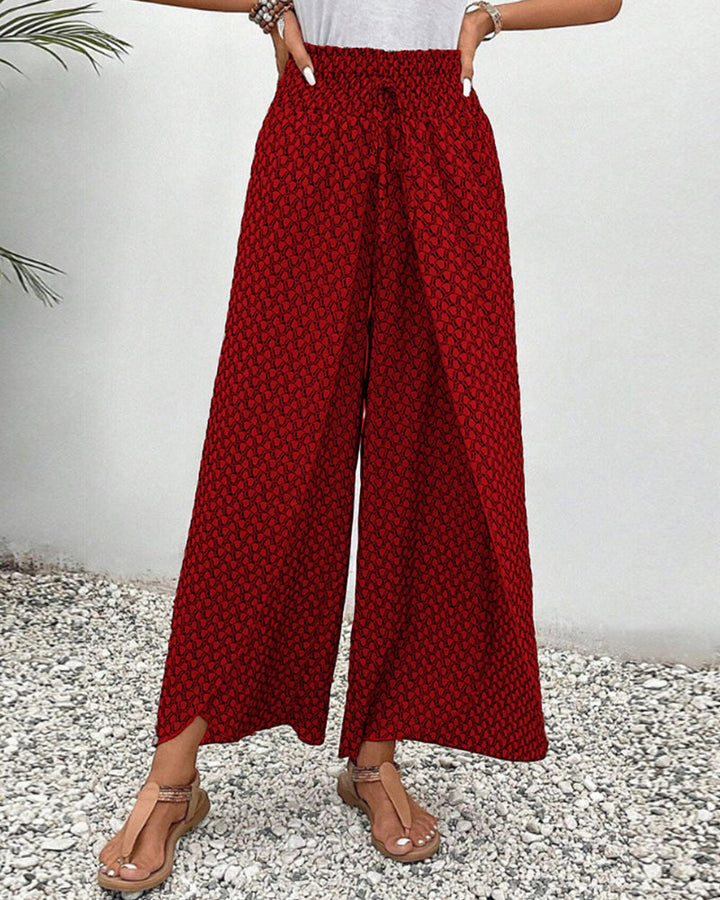 Stijlvolle Luchtige Broek Met Print En Wijde Pijpen