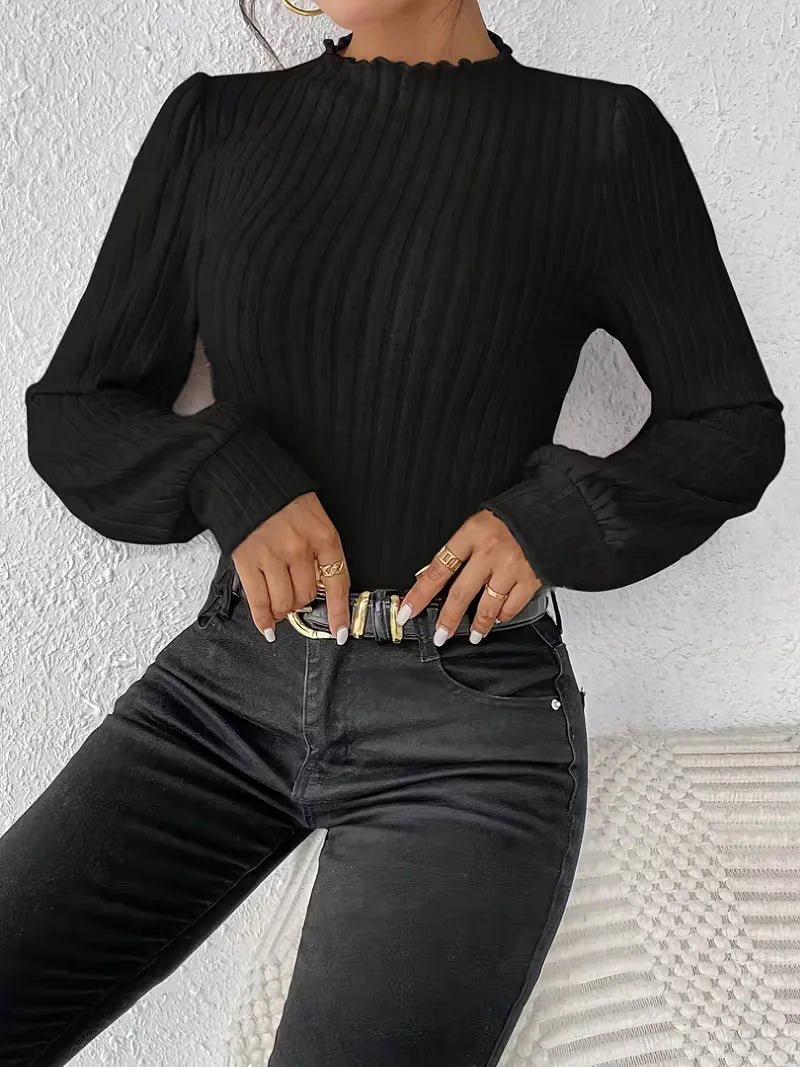 Bodysuit met rib-knit en lange mouwen