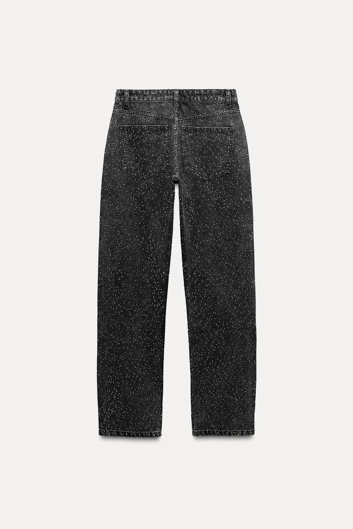 High Waist Glitter Wide Leg Jeans voor Dames