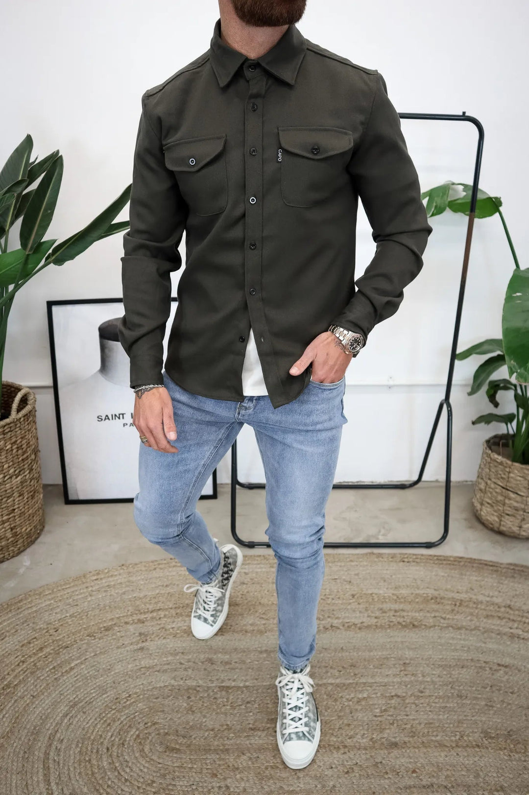 Heren Overshirt Jas Borstzakken Lente Herfst Casual Lichtgewicht