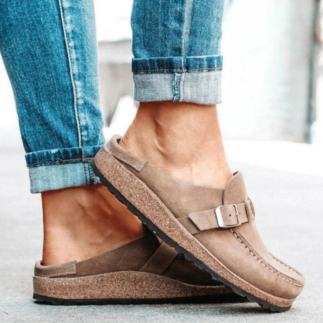 Comfortabele Orthopedische Clogs Met Kurkzool En Gesp Voor Dames
