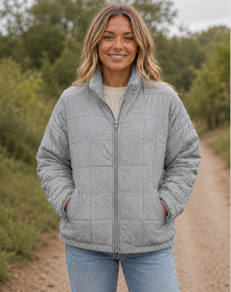 Quilted Bomberjack Met Ritssluiting En Steekzakken