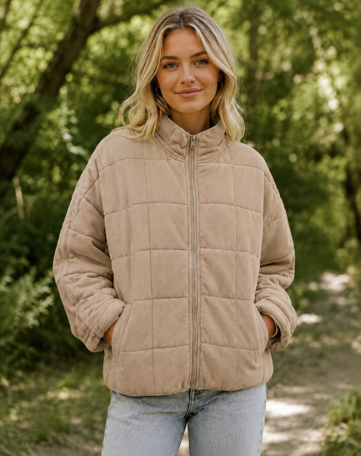 Quilted Bomberjack Met Ritssluiting En Steekzakken