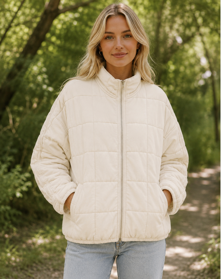 Quilted Bomberjack Met Ritssluiting En Steekzakken