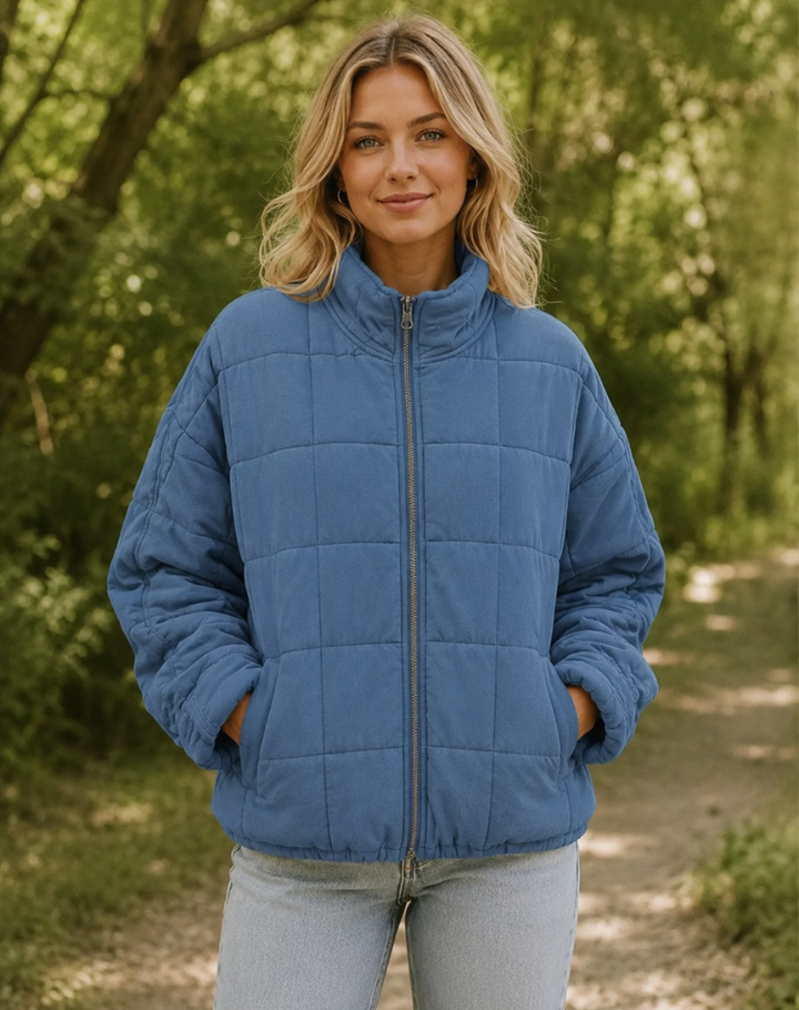 Quilted Bomberjack Met Ritssluiting En Steekzakken