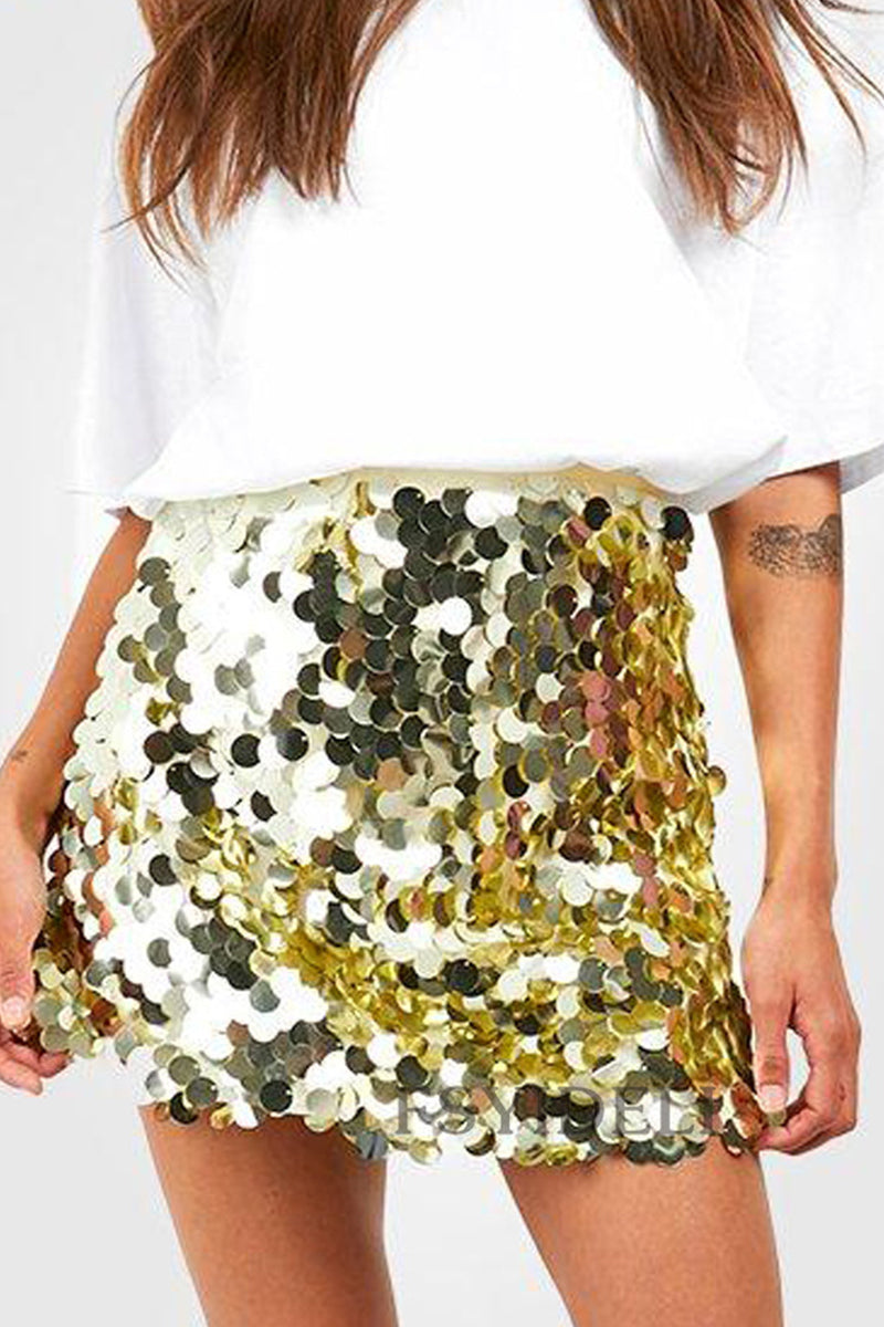Glitter Pailletten Mini Rok Voor Dames Met Hoge Taille