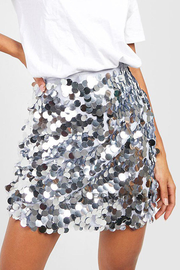 Glitter Pailletten Mini Rok Voor Dames Met Hoge Taille