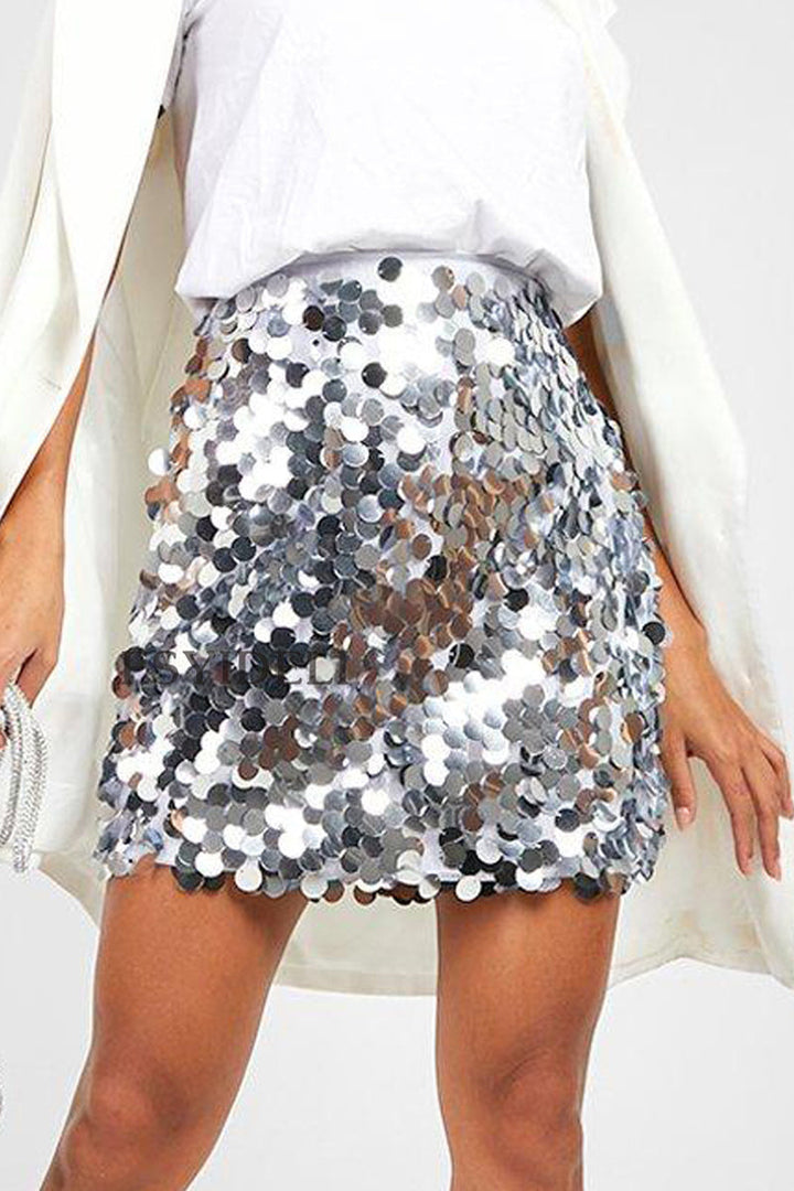 Glitter Pailletten Mini Rok Voor Dames Met Hoge Taille