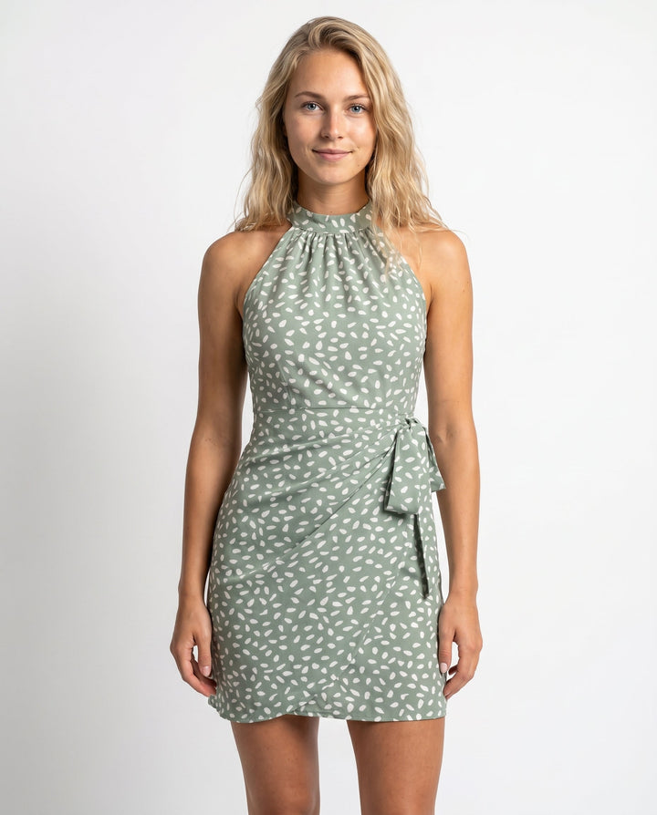 Dames Mini Dress met Halter en Print