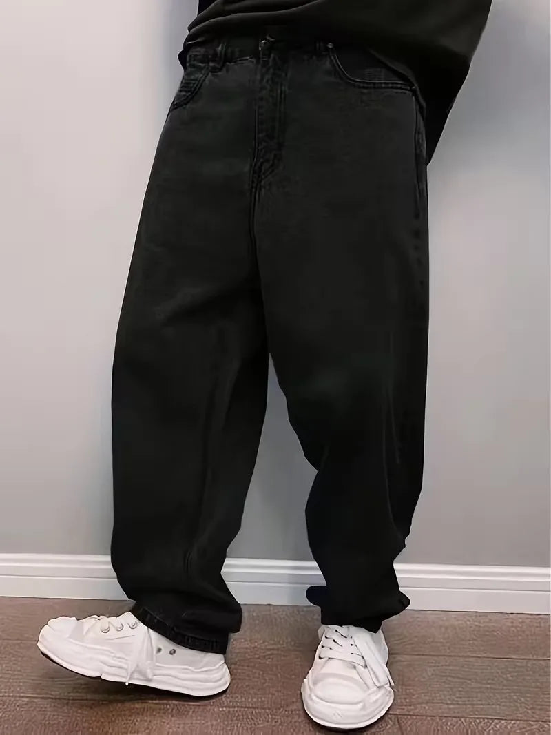 Loose fit jeans met mid-rise