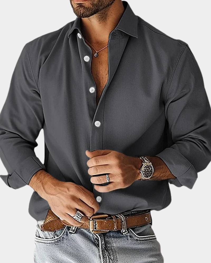 Heren Overhemd Met Lange Mouwen En Button Down Kraag Slim Fit