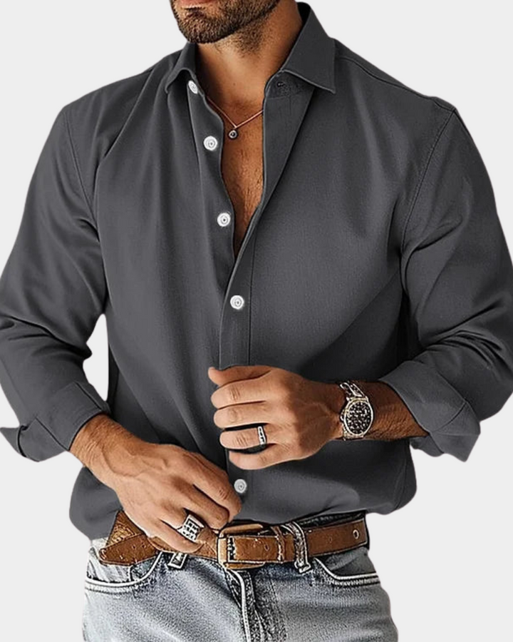 Heren Overhemd Met Lange Mouwen En Button Down Kraag Slim Fit