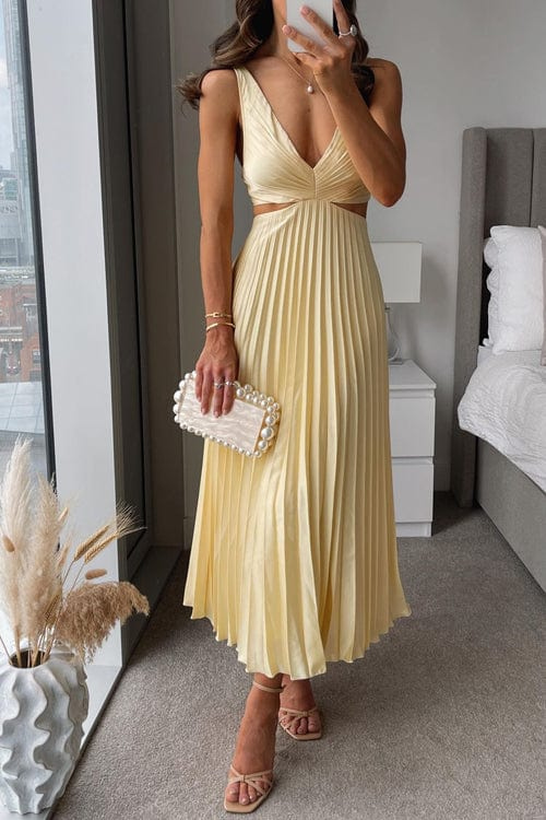 Elegante Gala Midi Jurk Met Luchtige Plissé voor Dames