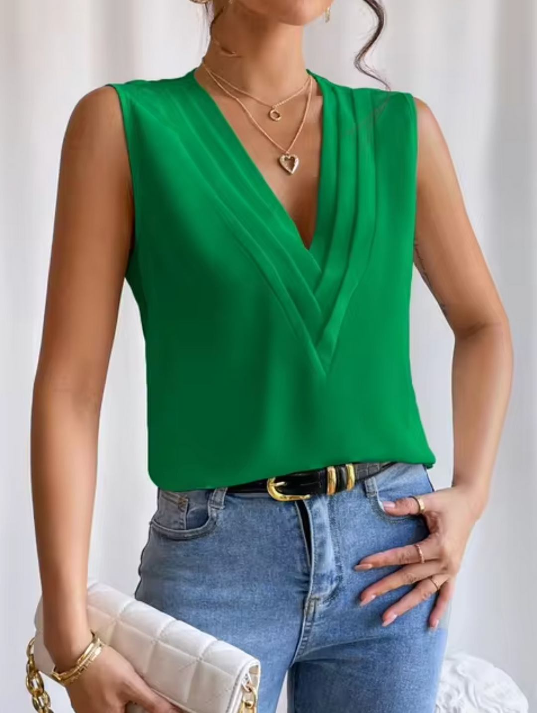 Elegante Mouwloze Top Met V Hals Voor Dames