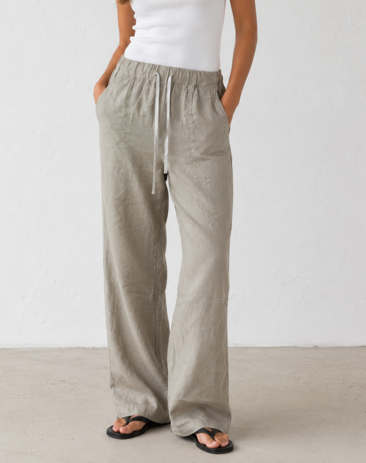 Comfortabele Wijde Broek Met Elastische Taille En Trekkoord Voor Dames