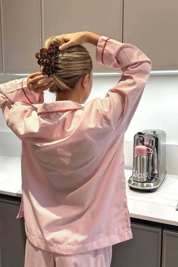 Comfortabele Pyjama Set Dames Tweedelig Met Hartjes Knoopjes