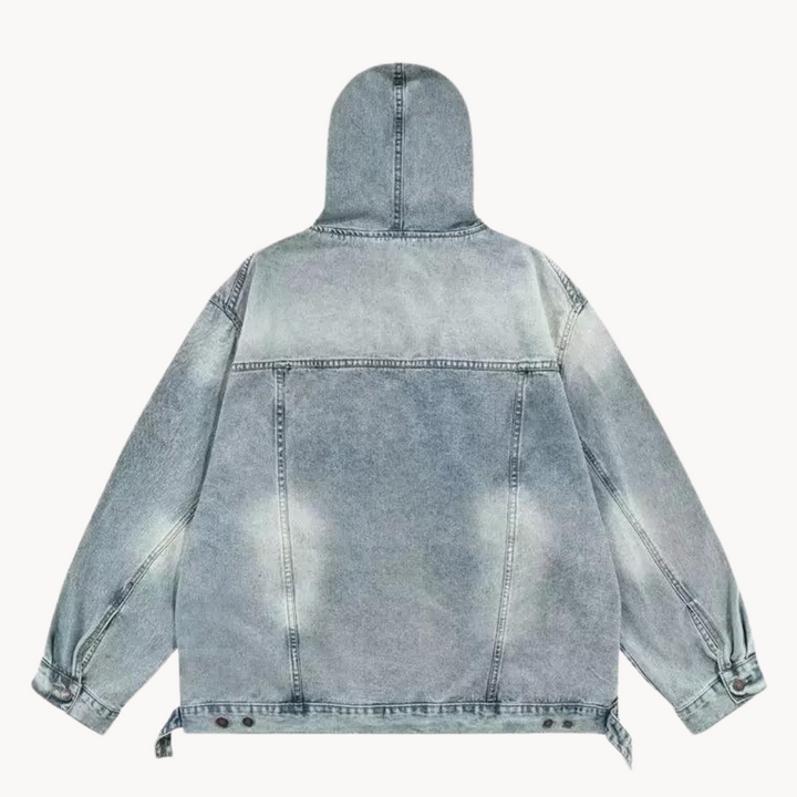 Urban Denim Hoodie Heren in Vintage Stijl - Stijlvolle Dagelijkse Dracht Voor Mannen