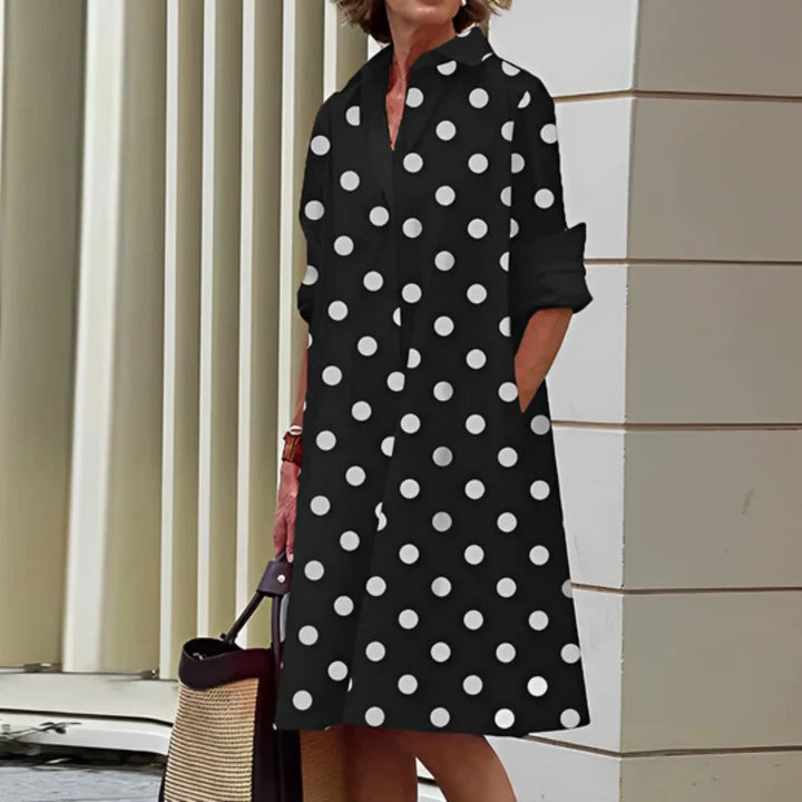 Elegante Dames Overhemd Jurk Met Lange Mouwen En Losse Pasvorm