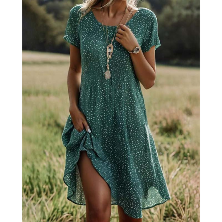Luchtige Elegante Midi Zomerjurk Met Print Voor Dames