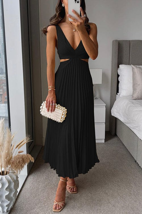 Elegante Gala Midi Jurk Met Luchtige Plissé voor Dames
