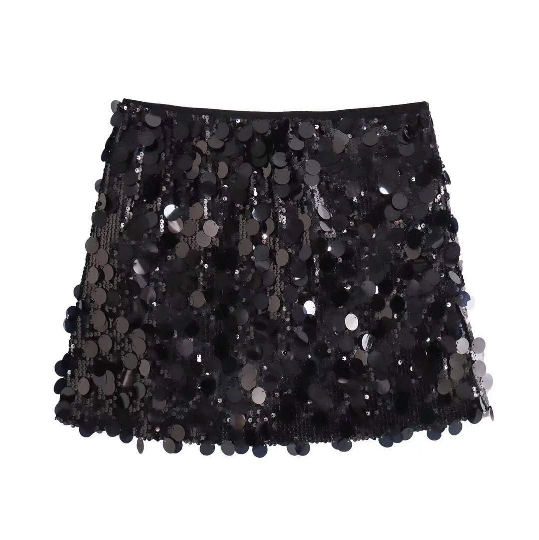 Trendy Dames Mini Rok met Pailletten en Glamour Look