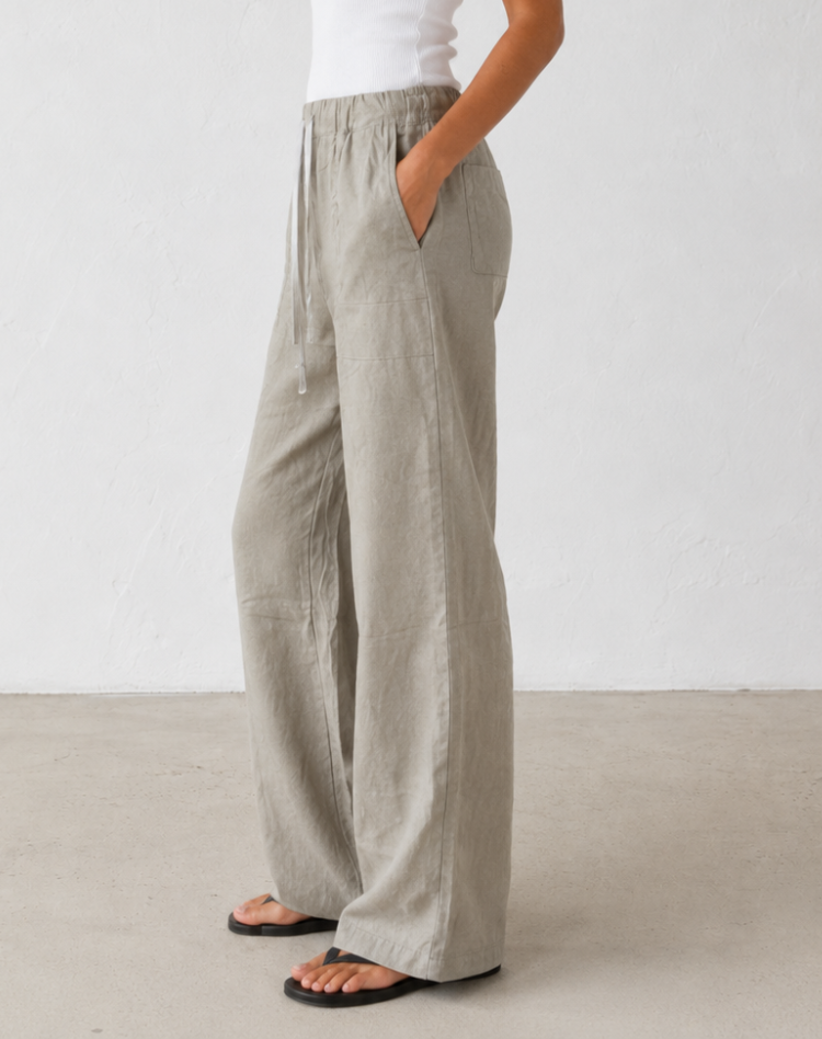 Comfortabele Wijde Broek Met Elastische Taille En Trekkoord Voor Dames