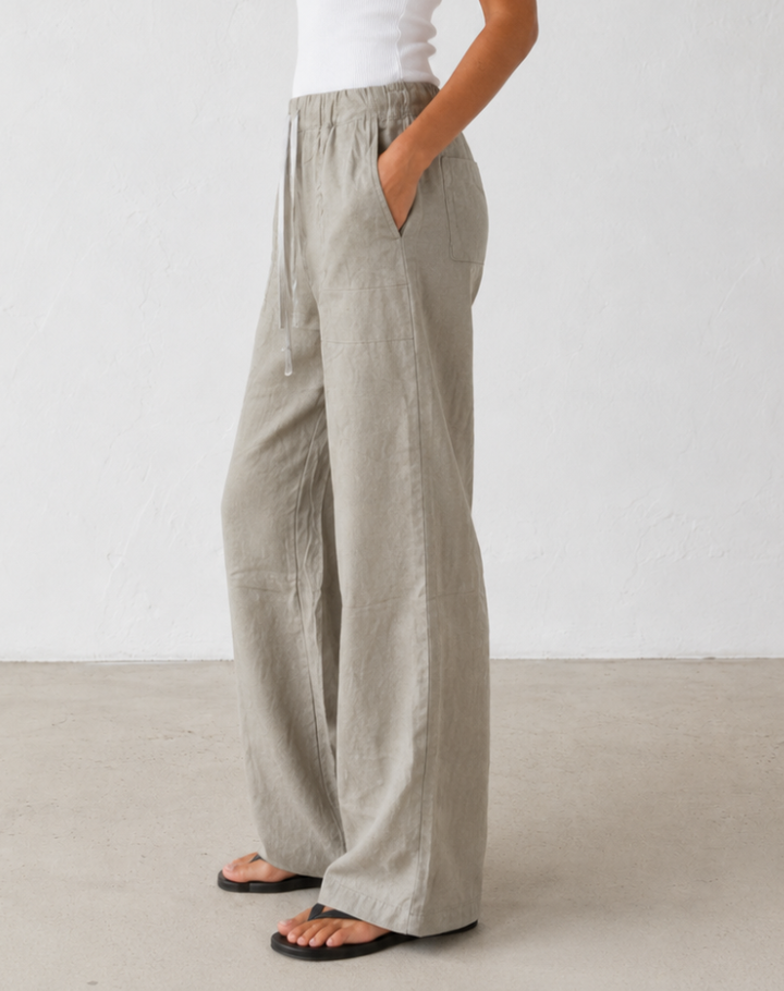 Comfortabele Wijde Broek Met Elastische Taille En Trekkoord Voor Dames