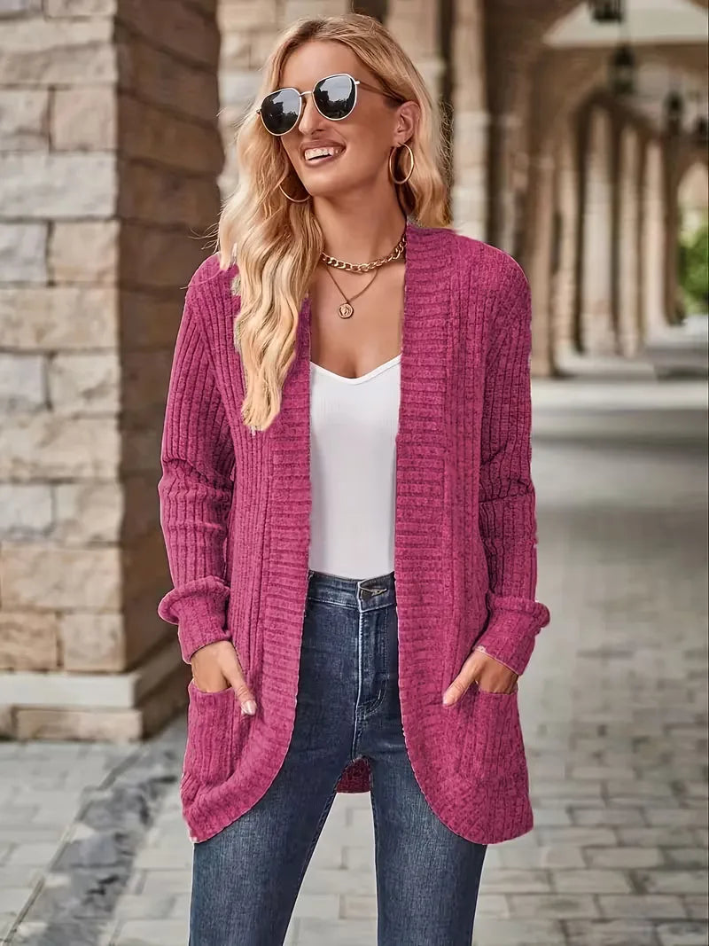 Open vest met ribbelstructuur