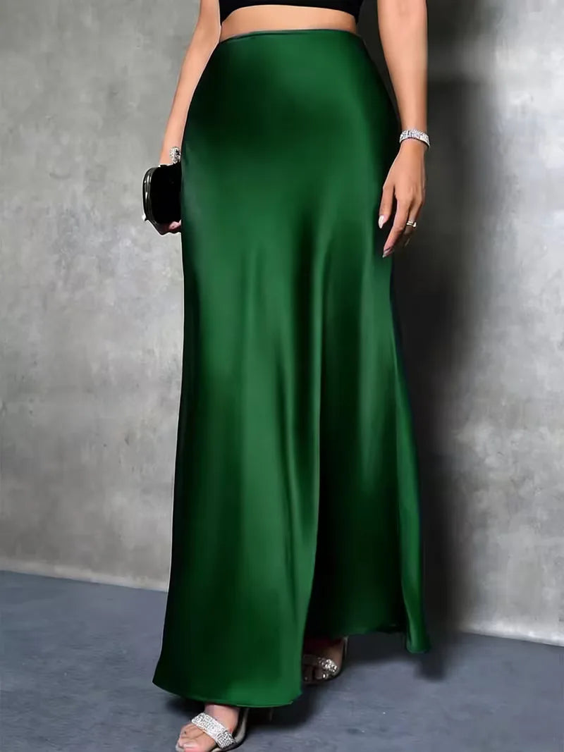Satijnen rok met hoge taille