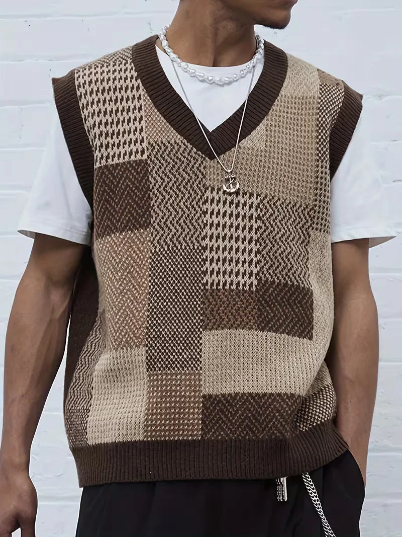 Sweater vest met geometrisch patroon