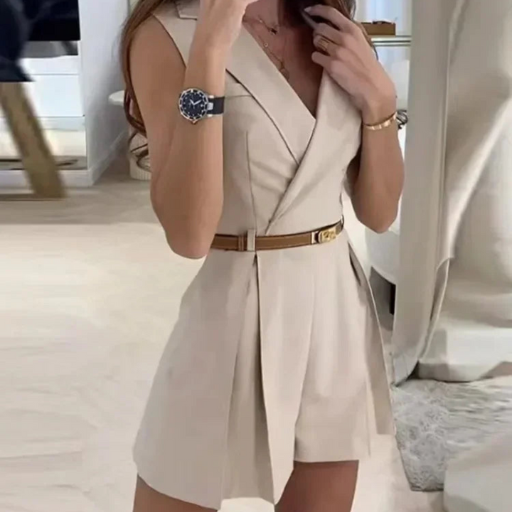 Mouwloze Playsuit Met V Hals En Ceintuur Voor Dames