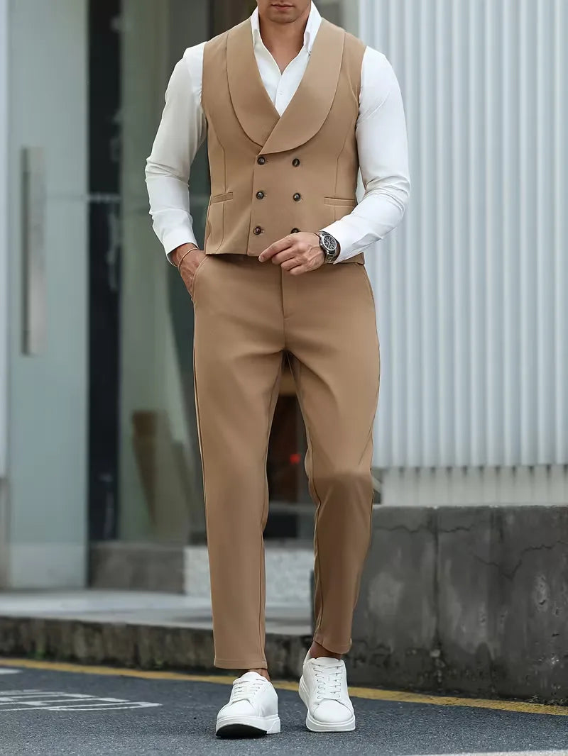 Gilet met double-breasted ontwerp en broek
