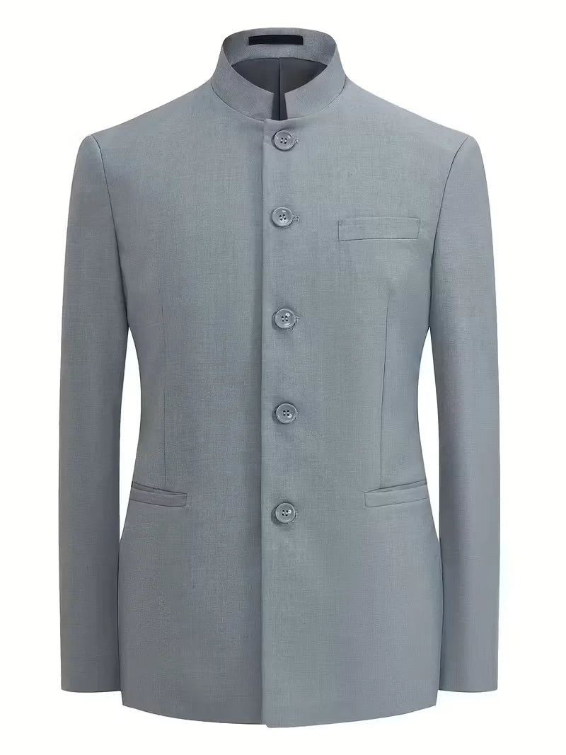 Blazer slim fit met mandarin collar