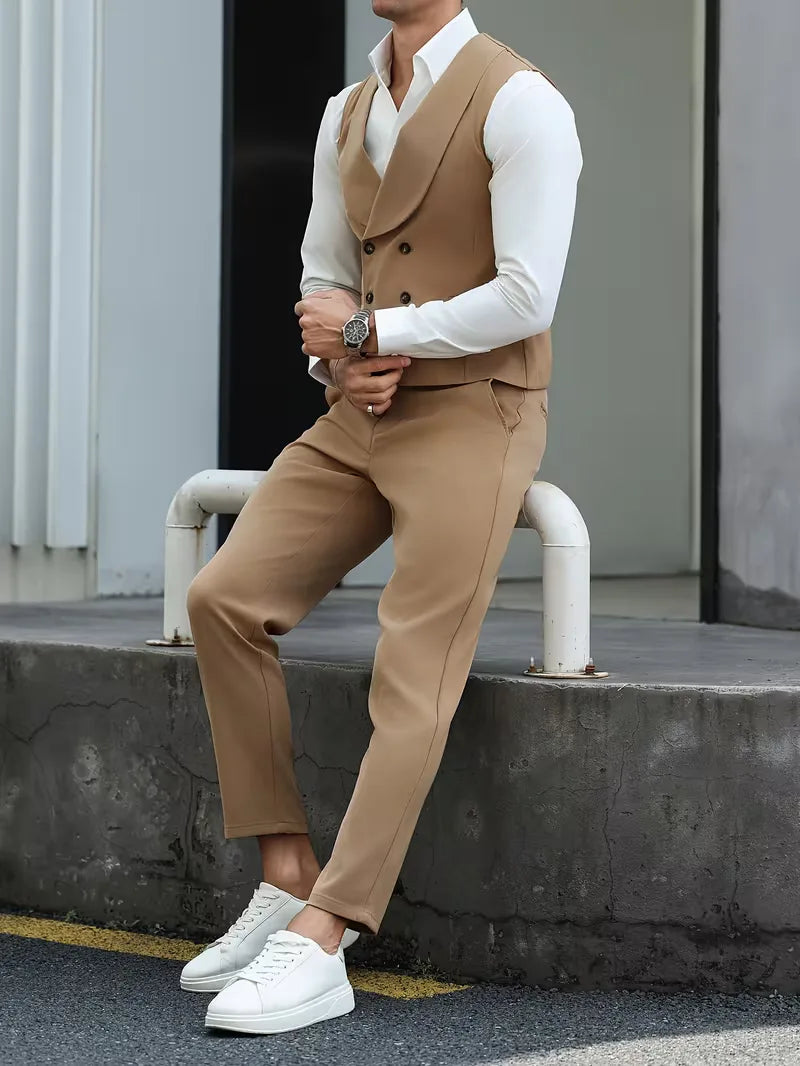 Gilet met double-breasted ontwerp en broek