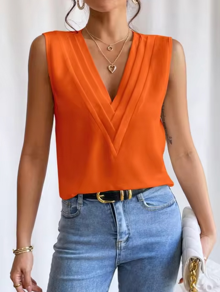 Elegante Mouwloze Top Met V Hals Voor Dames