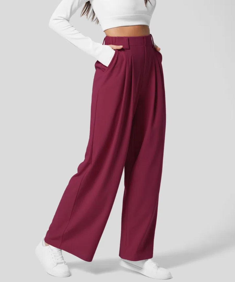 Hoge Taille Broek Voor Dames Met Elastische Taille En Wijde Pijpen