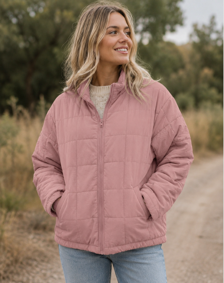 Quilted Bomberjack Met Ritssluiting En Steekzakken