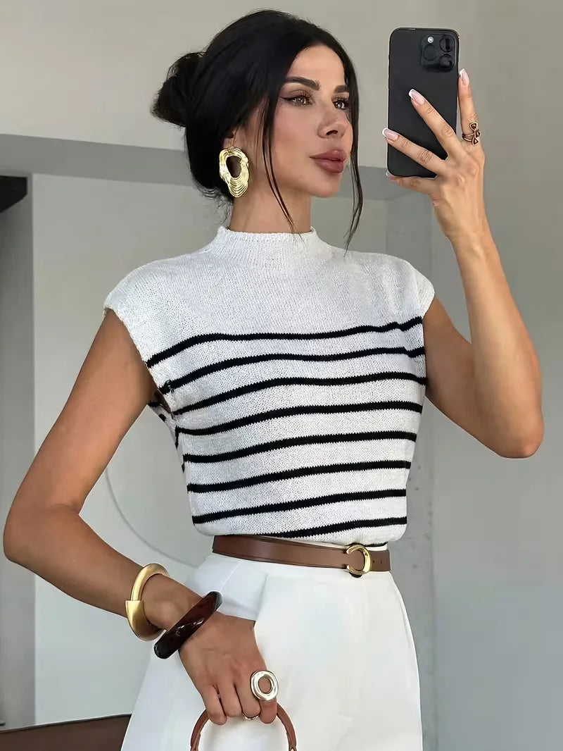 Mouwloos vest met mock neck