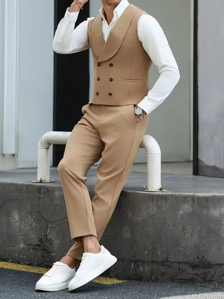 Gilet met double-breasted ontwerp en broek