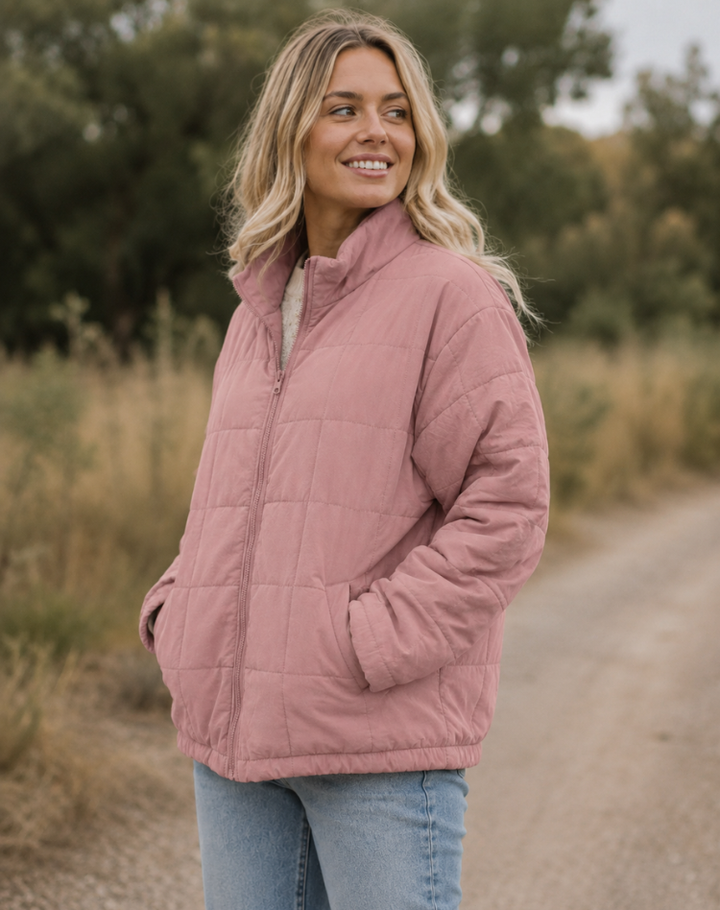 Quilted Bomberjack Met Ritssluiting En Steekzakken