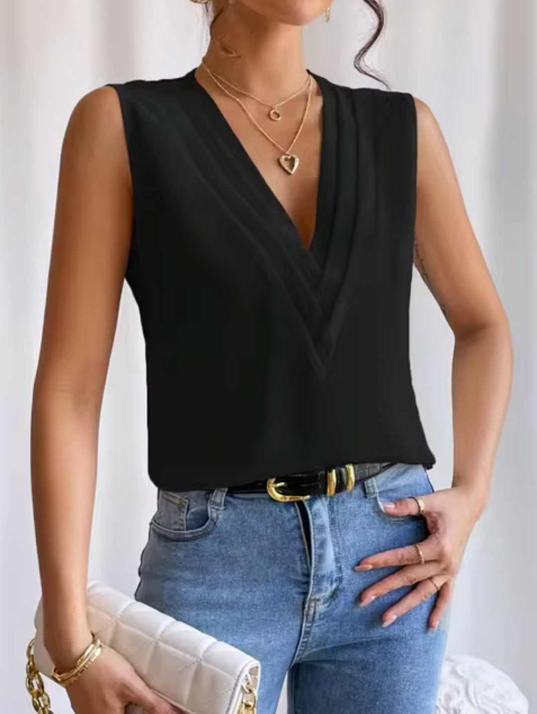 Elegante Mouwloze Top Met V Hals Voor Dames