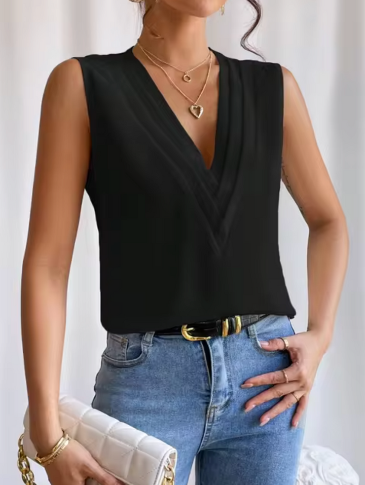 Elegante Mouwloze Top Met V Hals Voor Dames