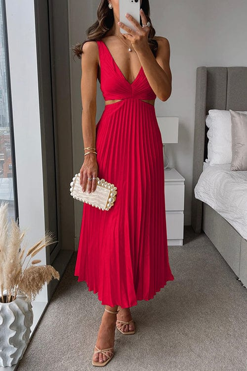 Elegante Gala Midi Jurk Met Luchtige Plissé voor Dames