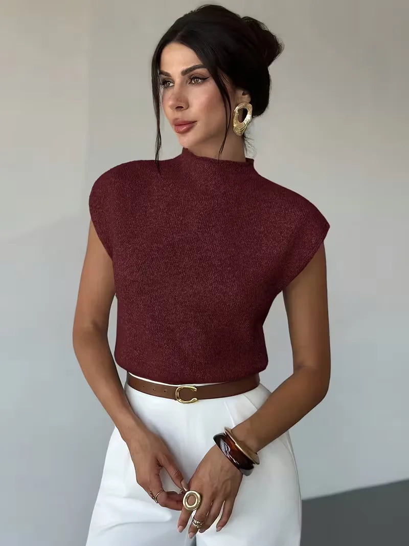 Mouwloos vest met mock neck