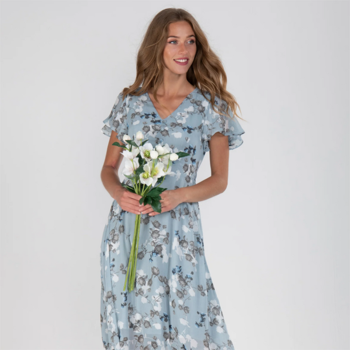 Maxi Jurk Met Bloemenprint En V Hals Voor Dames