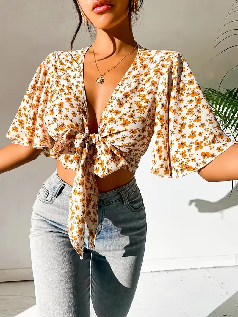 Crop top met bloemenprint