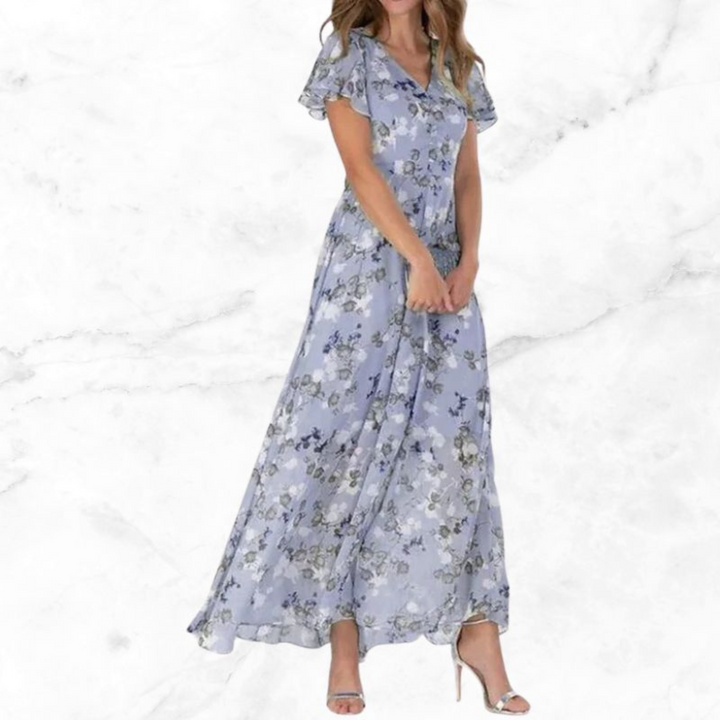 Maxi Jurk Met Bloemenprint En V Hals Voor Dames