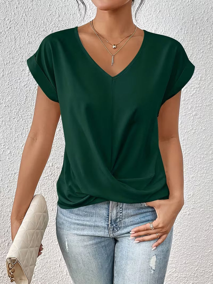 Elegante Top Met V Hals En Gedraaid Detail Voor Dames